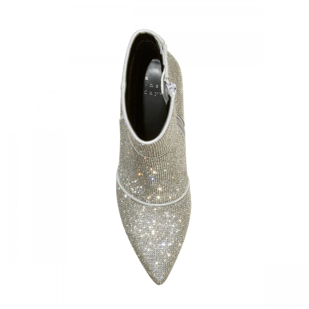 A‎ New Day Women's Silver Cailin Rhinestone Ankle Boots - Picture 3 of 4